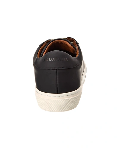 Shop Aquatalia Vic Rubberized Weatherproof Leather Sneaker In Black