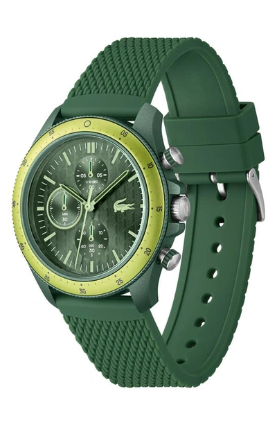 Shop Lacoste Neoheritage Chronograph Silicone Strap Watch, 43mm In Green