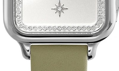 Shop Olivia Burton Grosvenor Leather Strap Watch, 28mm In Olive