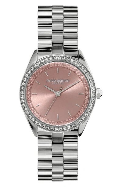 Shop Olivia Burton Bejewelled Bracelet Watch, 34mm In Silver/ Rose