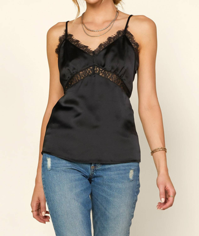 Shop Skies Are Blue Satin Lace Cami In Black