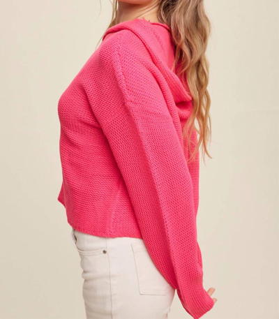 Shop Listicle Soft Knit Hoodie Sweater In Hot Pink