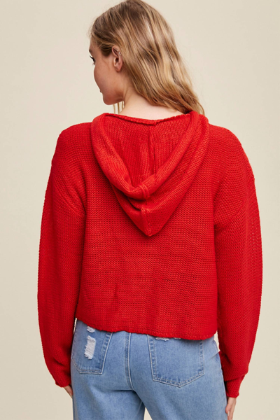 Shop Listicle Soft Knit Hoodie Sweater In Red