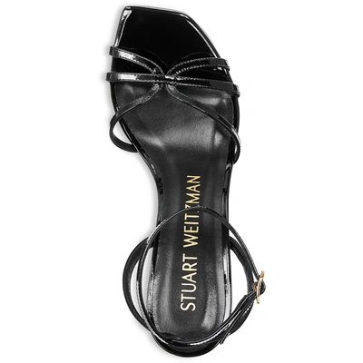 Stuart Weitzman Barely There Womens Patent Leather Ankle Strap Heels In Black