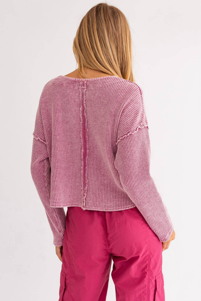 Shop Le Lis Thermal Knit Top In Magenta In Pink