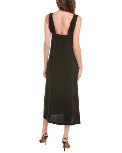 The Kooples Lace Trim Crepe Midi Dress In Black