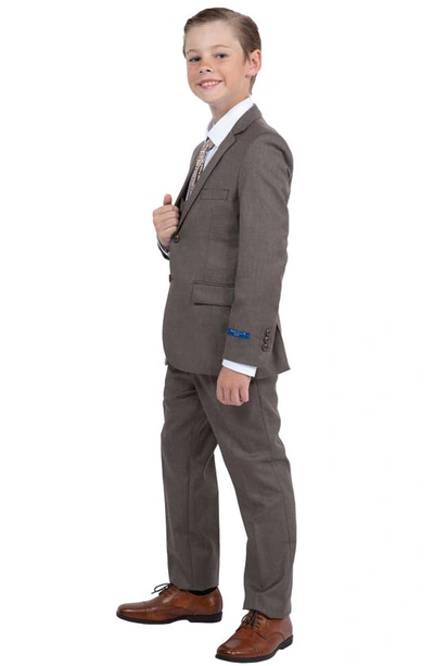 Perry Ellis Kids' Cocoa Five-piece Sharkskin Suit In Cocoa