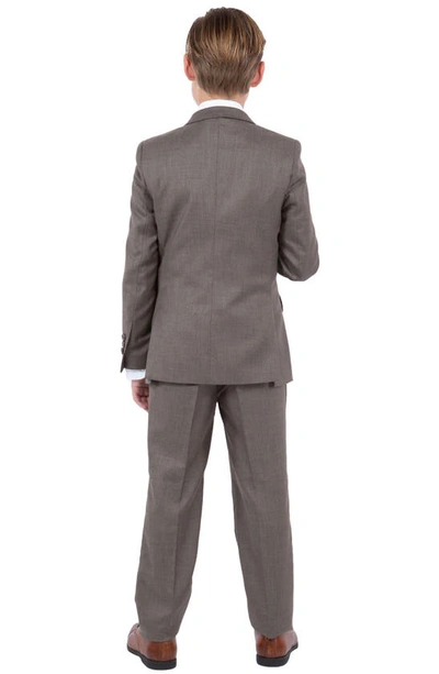 Perry Ellis Kids' Cocoa Five-piece Sharkskin Suit In Cocoa