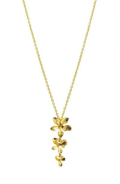 Shop Adornia Petal Triple Flower Drop Pendant Necklace In Gold