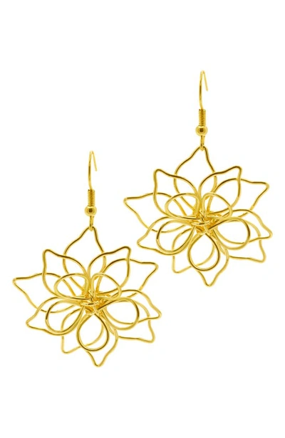 Shop Adornia Wire Flower Drop Earrings In Gold