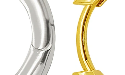 Adornia Set Of 2 Two-tone Huggie Hoop Earrings In Multi