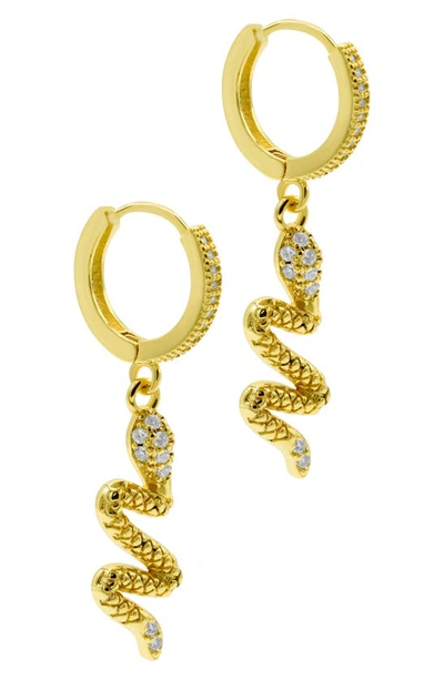 Shop Adornia Snake Dangle Huggie Hoop Earrings In Gold