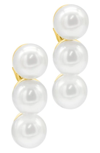 Shop Adornia Imitation Pearl Bar Earrings In Gold