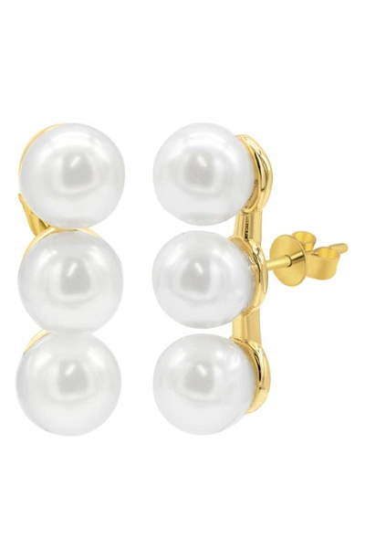 Shop Adornia Imitation Pearl Bar Earrings In Gold