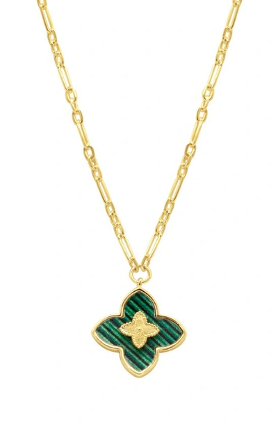 Adornia Clover Enamel Pendant Neckace In Green