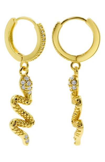 Shop Adornia Snake Dangle Huggie Hoop Earrings In Gold