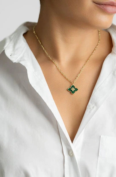 Adornia Clover Enamel Pendant Neckace In Green