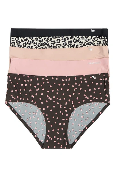 Shop Nine West Bonded 5-pack Assorted Hipsters In Milo Dots/silver Pink/rose