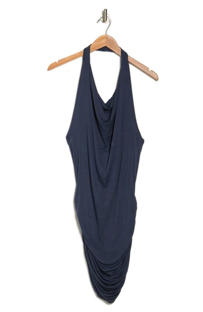 Shop Go Couture Drape Halter Dress In Navy