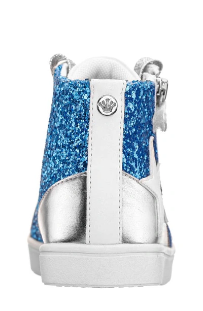 Shop Nina Kids' Yuti High Top Sneaker In Blue Glitter