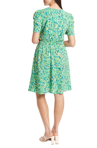 Shop London Times Catapillar Short Sleeve Dress In Green Multi