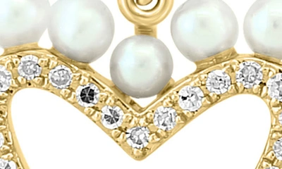 Shop Effy 14k Yellow Gold 2–2.5mm Freshwater Pearl & Diamond Heart Drop Earrings