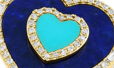 Shop Effy 14k Gold Diamond & Lapis Lazuli Heart Ring In Gold/ Multi