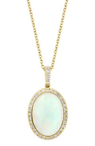 Shop Effy 14k Yellow Gold Diamond Pavé & Opal Pendant Necklace
