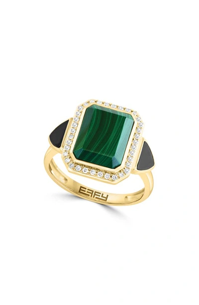 Shop Effy 14k Gold Diamond & Malachite Stone Ring In Green