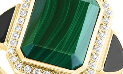 Shop Effy 14k Gold Diamond & Malachite Stone Ring In Green