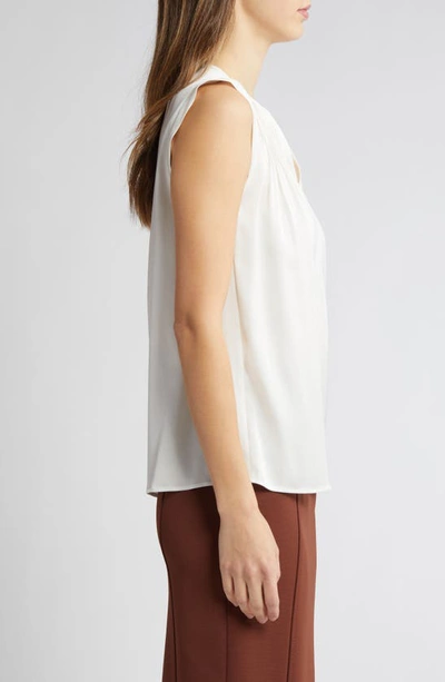 Shop Hugo Boss Boss Binalli Stretch Silk Sleeveless Top In Open White