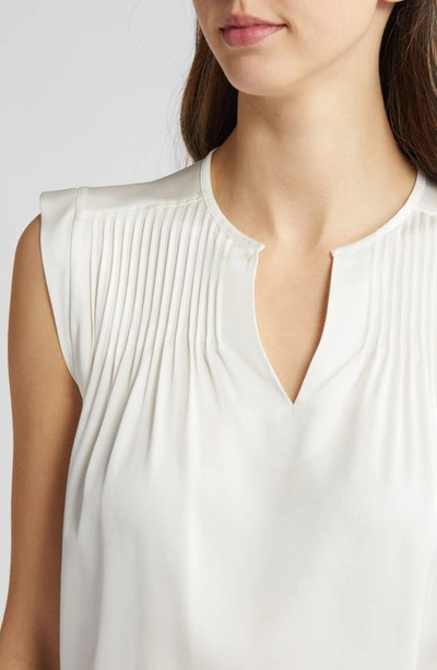 Shop Hugo Boss Binalli Stretch Silk Sleeveless Top In Open White