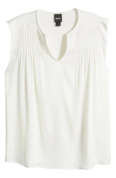 Shop Hugo Boss Binalli Stretch Silk Sleeveless Top In Open White