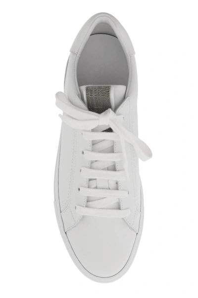 Shop Brunello Cucinelli "matte Calf Leather Sneakers In White