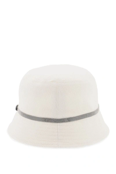 Shop Brunello Cucinelli Shiny Band Bucket Hat With In White
