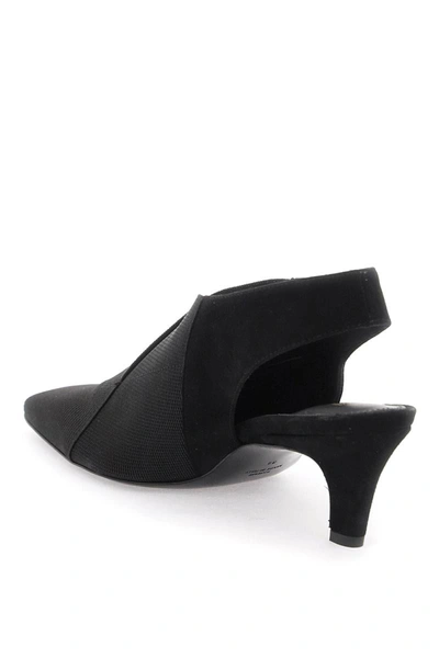 Shop Totême Toteme "mid Heel Elastic Slingback In Black