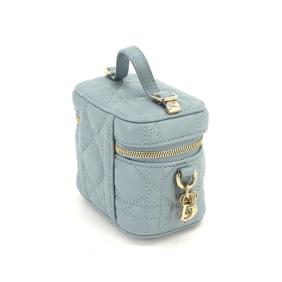 Shop Dior Vanity Travel Blue Leather Shoulder Bag ()