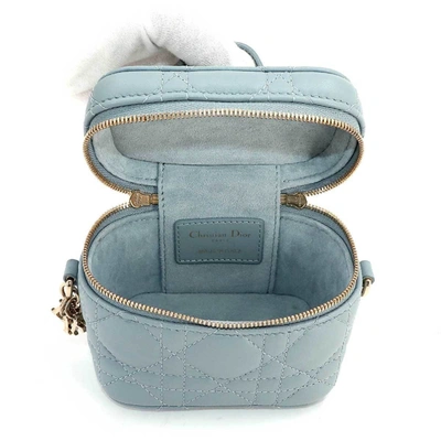 Shop Dior Vanity Travel Blue Leather Shoulder Bag ()