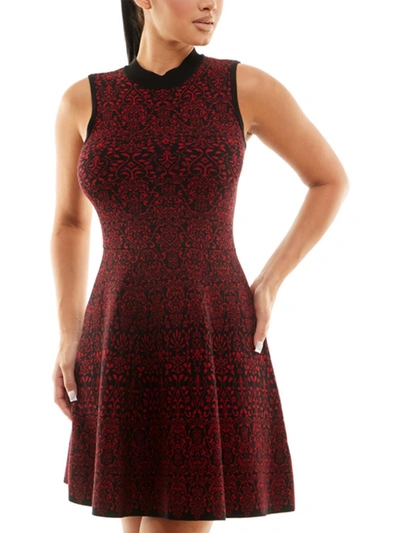 Shop Jolt Jaquard Womens Baroque Mini Fit & Flare Dress In Red