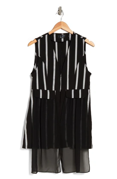 Shop Patrizia Luca Chiffon Trim Stripe Vest In Black Stripe