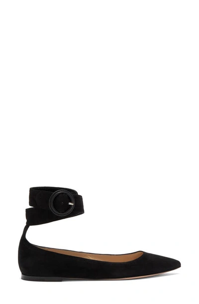 Shop Gianvito Rossi Ankle Strap Pointed Toe Flat In Black Multi