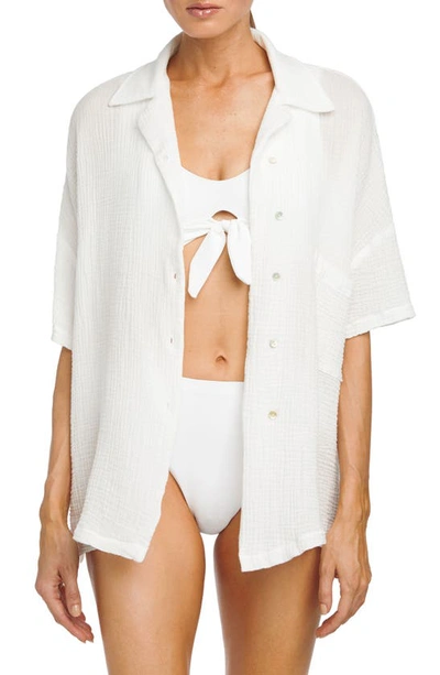 Shop Robin Piccone Oversize Cover-up Shirt In White
