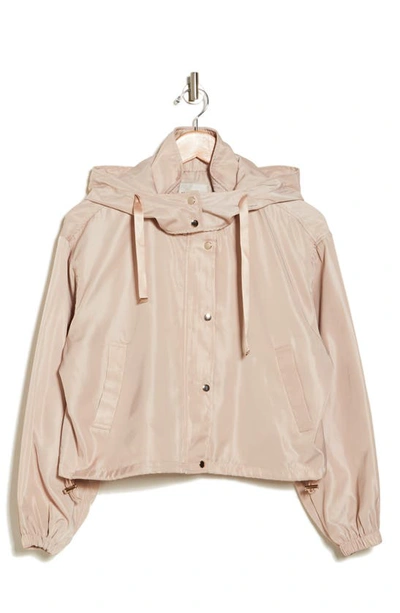 Shop Industry Republic Clothing Crop Hooded Jacket In Stone Cream
