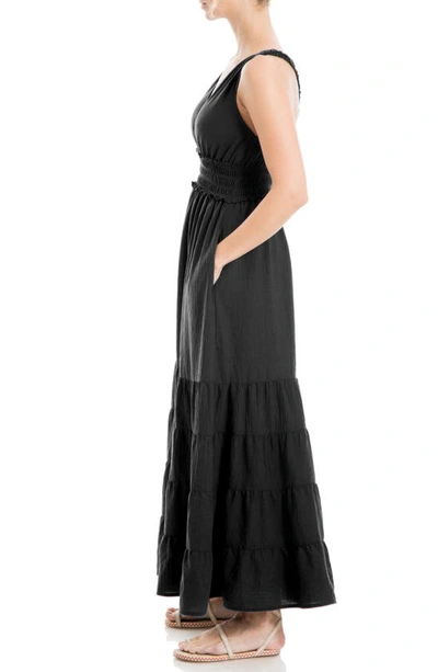 Shop Max Studio Crossback Tiered Maxi Dress In Black
