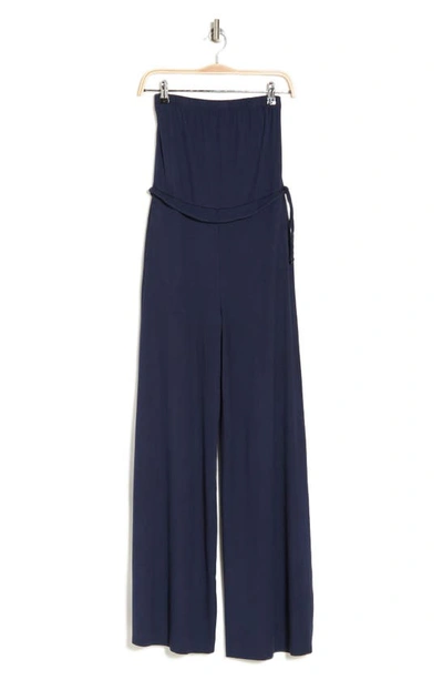 Go Couture Strapless Wide Leg Jumpsuit In Navy