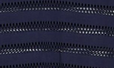 Shop Calvin Klein Crochet Stripe Drawstring Cover-up Tunic In Navy