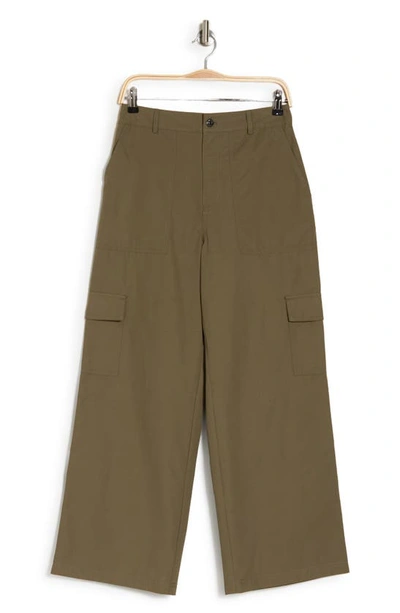 Shop Calvin Klein Jeans Est.1978 Twill Wide Leg Cargo Pants In Dusty Olive