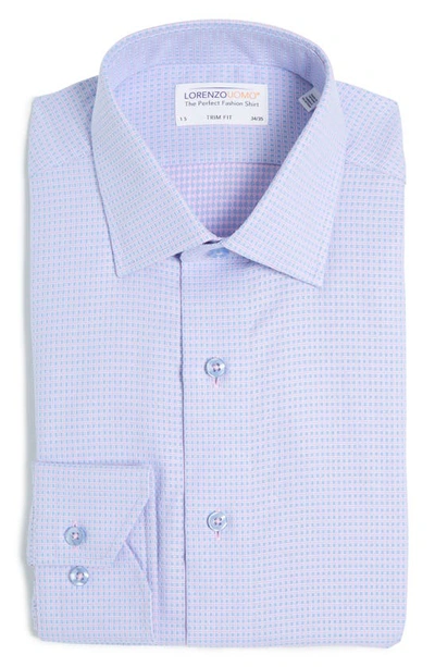 Shop Lorenzo Uomo Textured Box Grid Trim Fit Dress Shirt In Blue/ Pink
