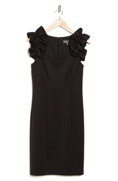 Shop Donna Ricco Ruffle Shoulder Sheath Dress In Black