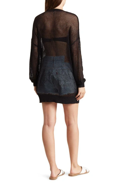 Shop Vyb Oversize Crochet Cover-up Tunic In Black